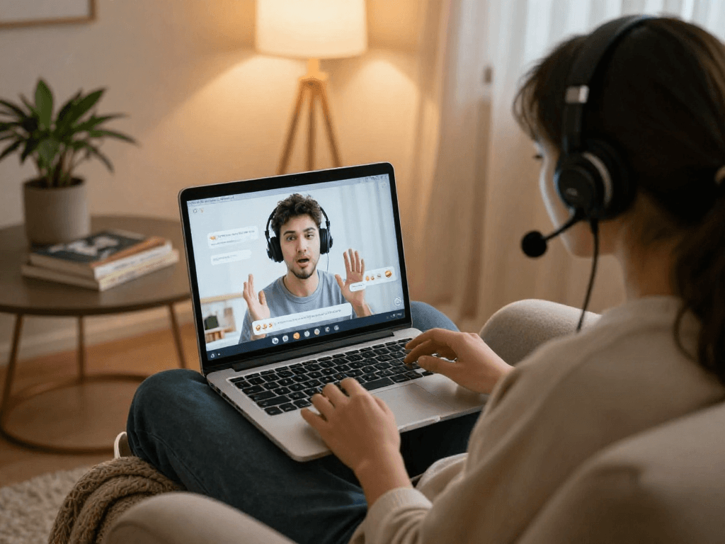 Engaging virtual chat scene showcasing porn chat ai interaction with ambient light