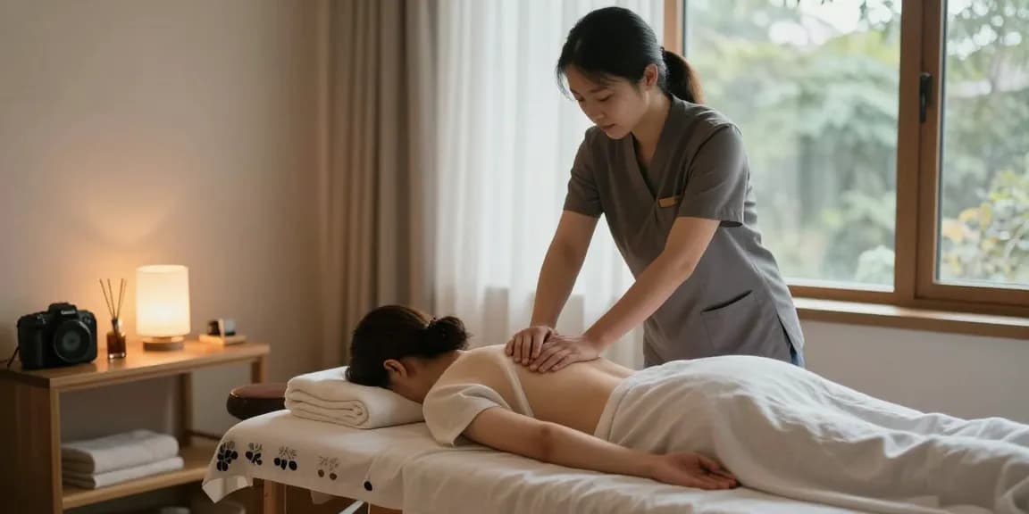 판교출장안마 서비스를 받으며 집에서 편안하게 휴식을 취하는 모습