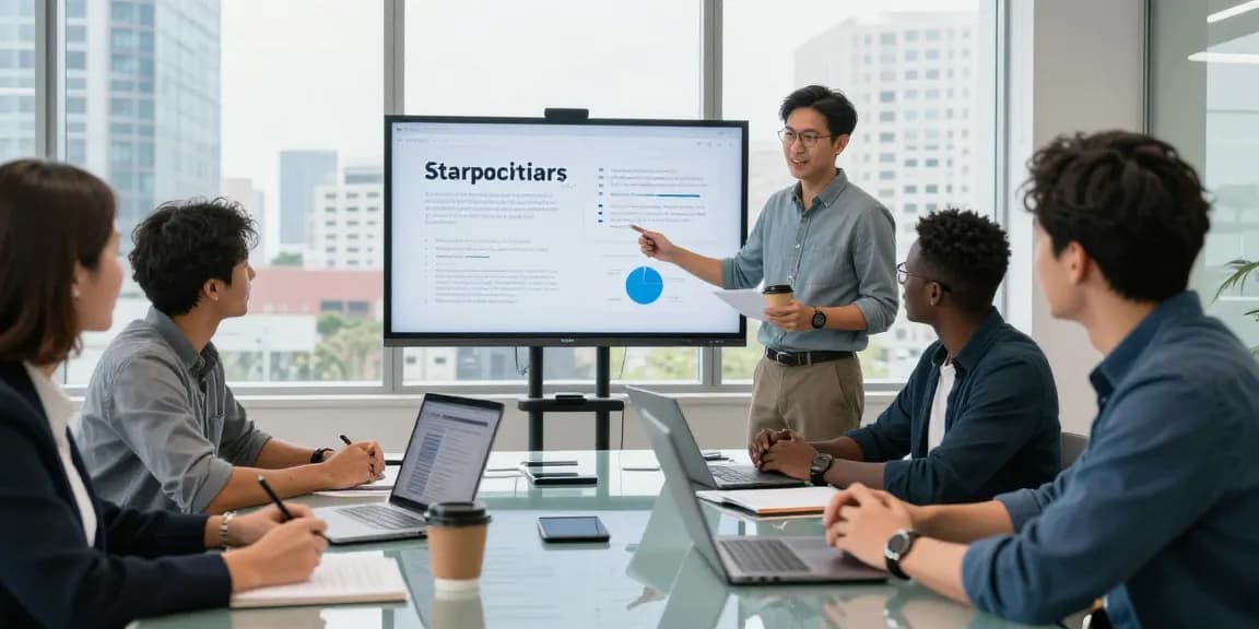 Best course for entrepreneurs and startups in a collaborative workspace with diverse professionals discussing innovative ideas.