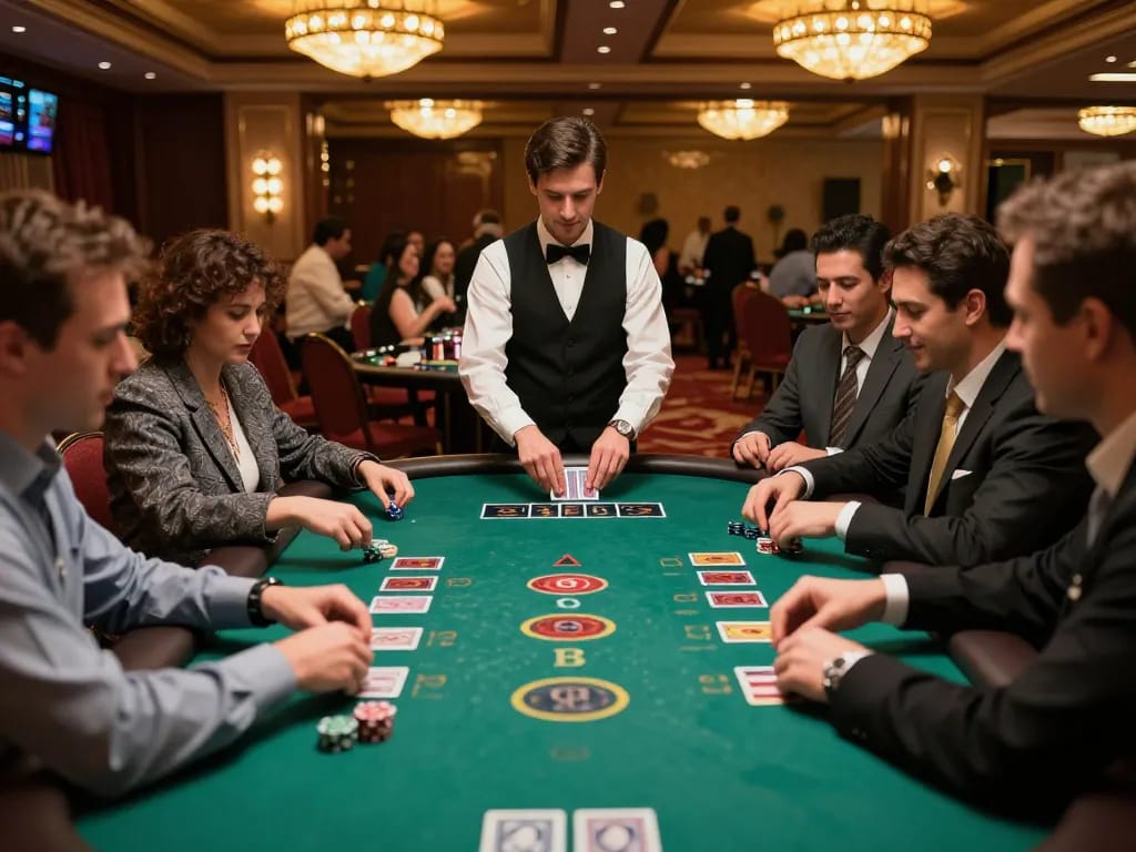 Players enjoying a thrilling blackjack game at king33 casino under warm ambient lighting