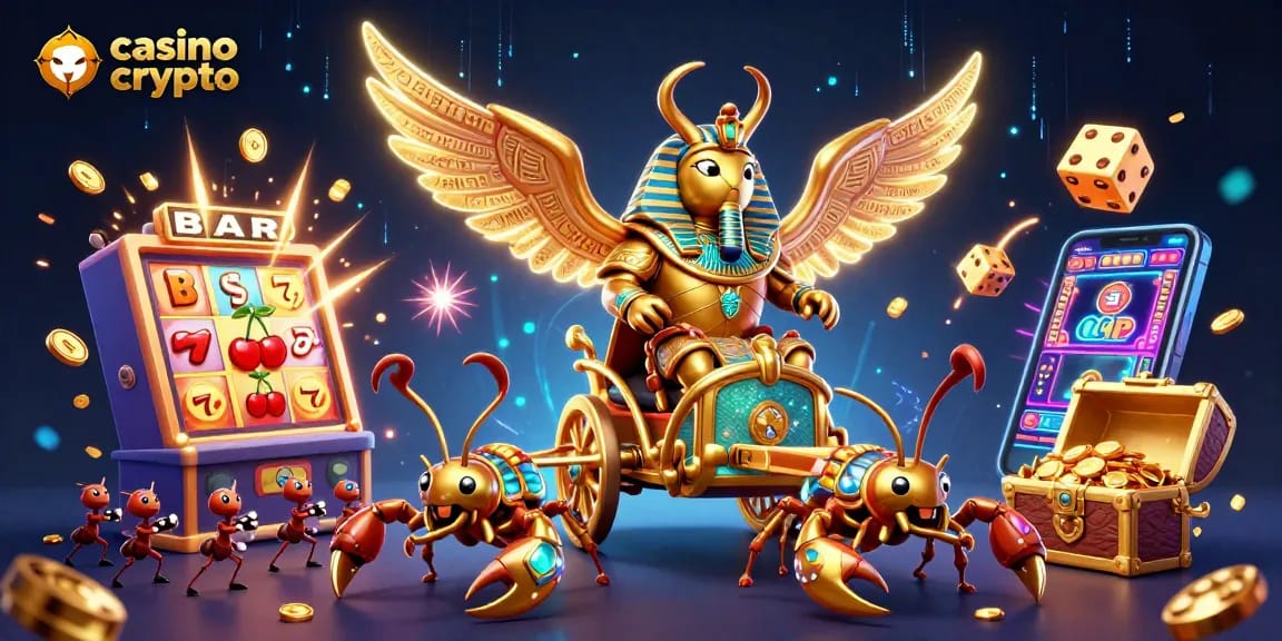 Gioca in un casino crypto con un ciclope d'oro e scorpioni, esperienza immersiva e premiante.