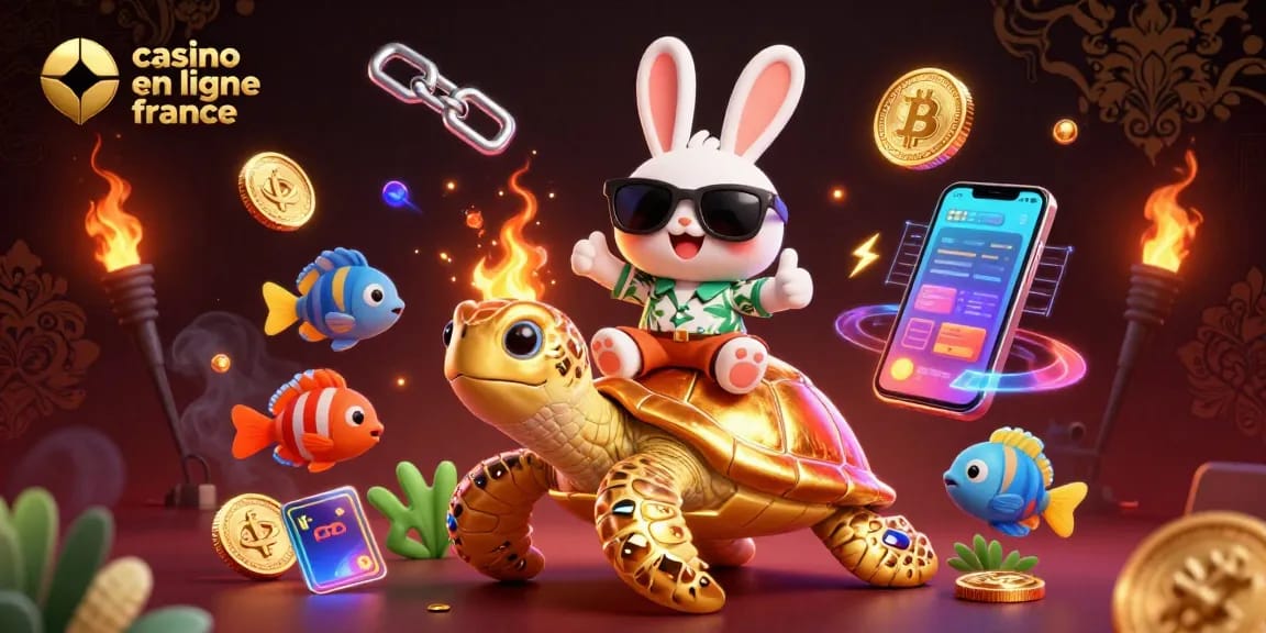 Jouez au casino en ligne France avec un adorable lapin chanceux et une tortue géante dorée.