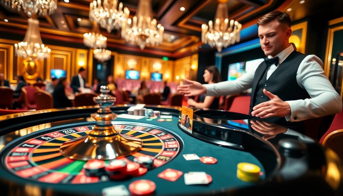 Peluang pgbet dalam suasana kasino yang meriah dengan pemain dan meja judi.