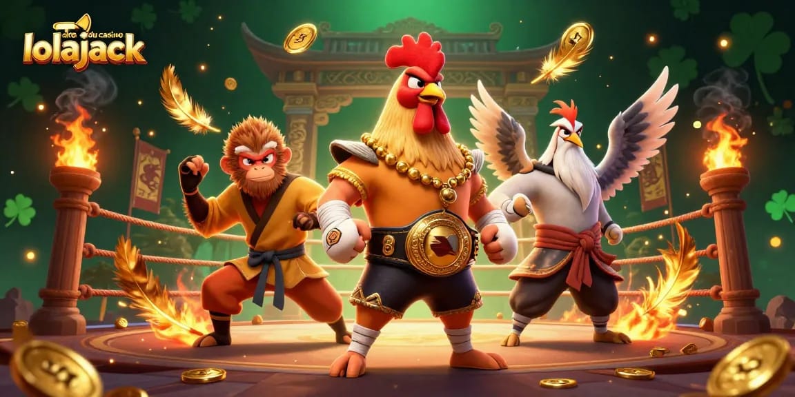 Jouez sur le site du casino lolajack avec des personnages de combat, ambiance dynamique et éléments de jeu.