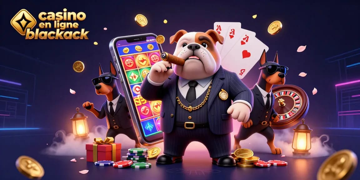 Découvrez des gains excitants avec le casino en ligne blackjack au sein d'une illustration dynamique.
