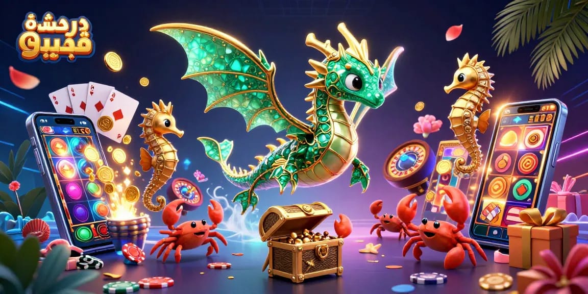 Engage in thrilling دردشة فيديو adventures with a vibrant sea dragon, royal seahorses, and slot games.
