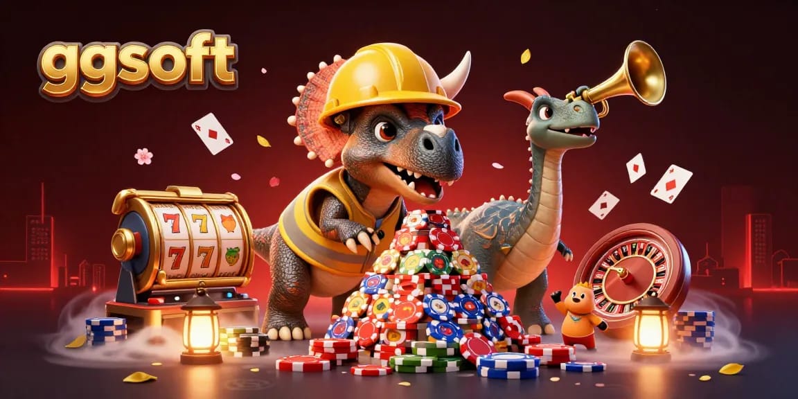Membangun momentum taruhan dengan ggsoft, ilustrasi kasino 3D yang ceria dan menyenangkan.
