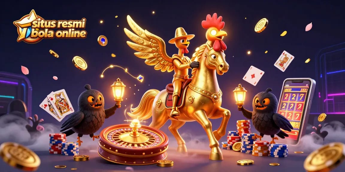 Experience the thrill of betting on situs resmi bola online with this festive, vibrant casino scene.