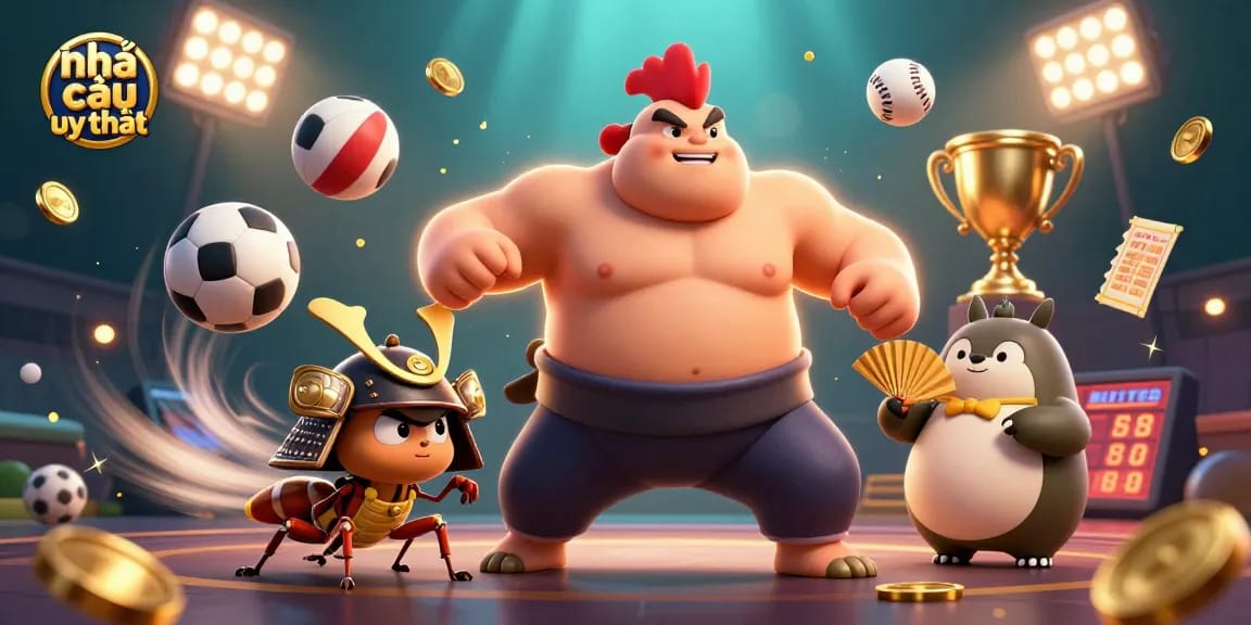 Engage with nhà cái uy tín through dynamic sports betting action in a vivid 3D illustration.