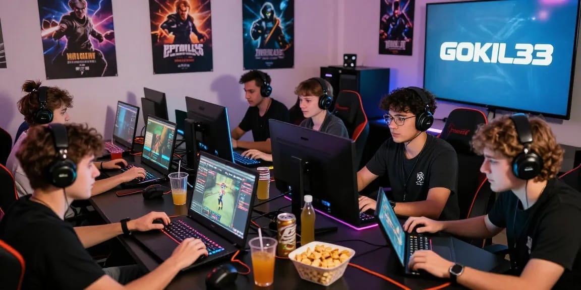 Pengalaman gaming tanpa lag di GOKIL33 dengan berbagai perangkat yang menyala cerah.