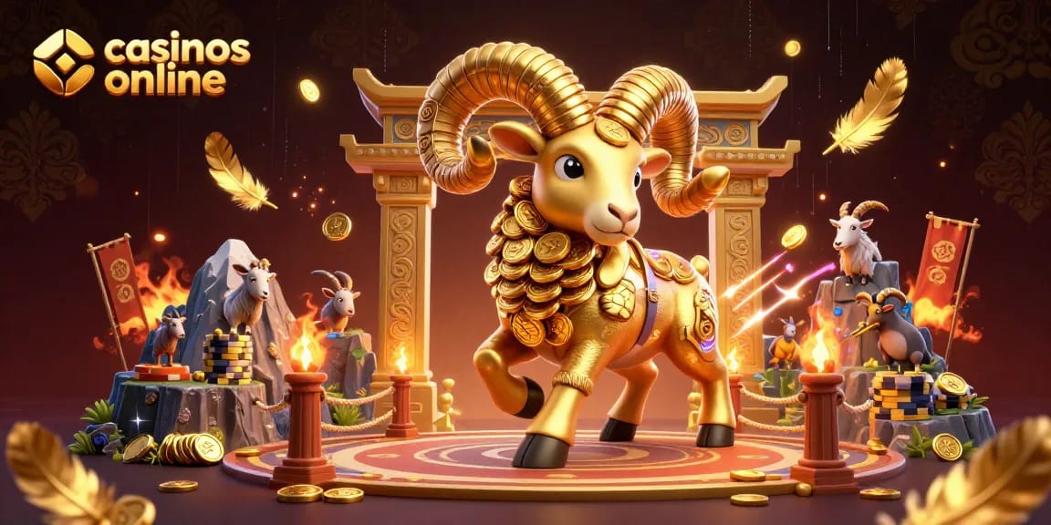 Jugando en casinos online con un carnero dorado y espectaculares efectos visuales.