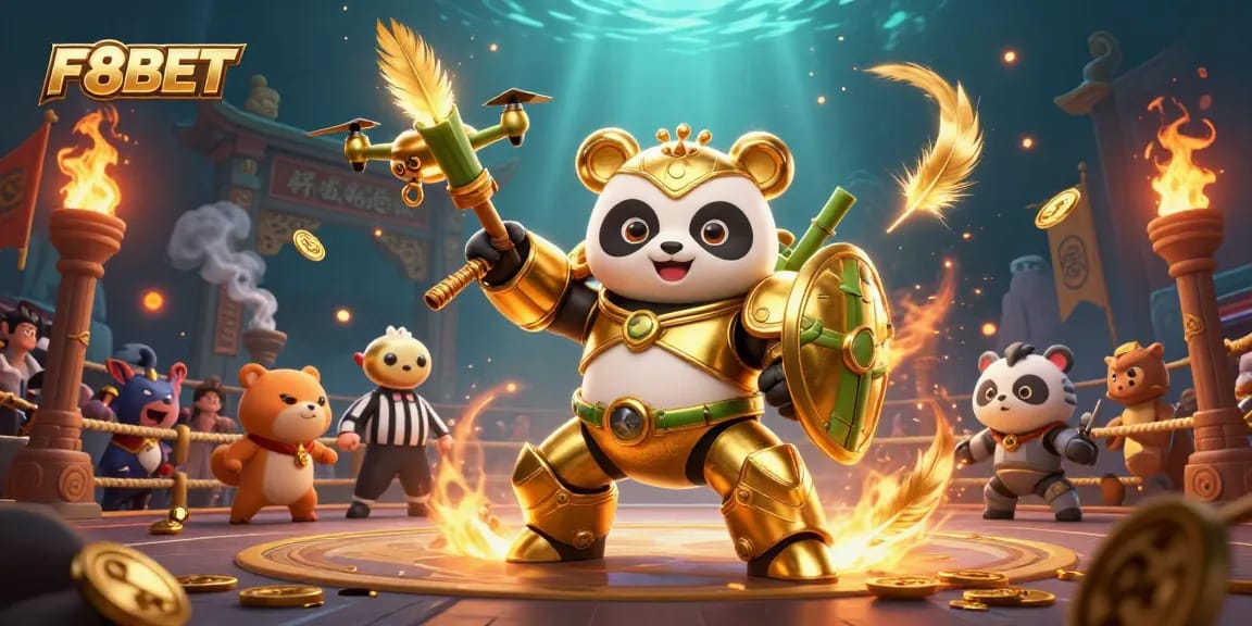 Place bets and win at F8BET with dynamic casino action illustrated in a vibrant 3D casino setting.