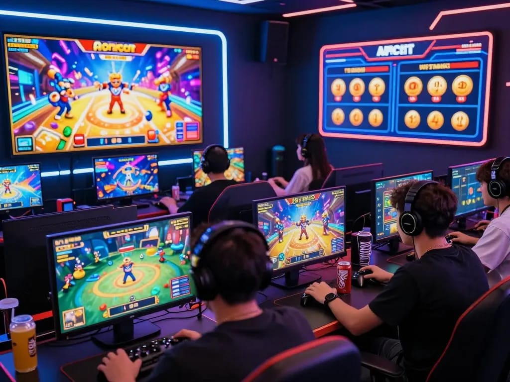 Exciting gameplay scene featuring players engaged with slot gacor games, showcasing vibrant graphics and energetic atmosphere.