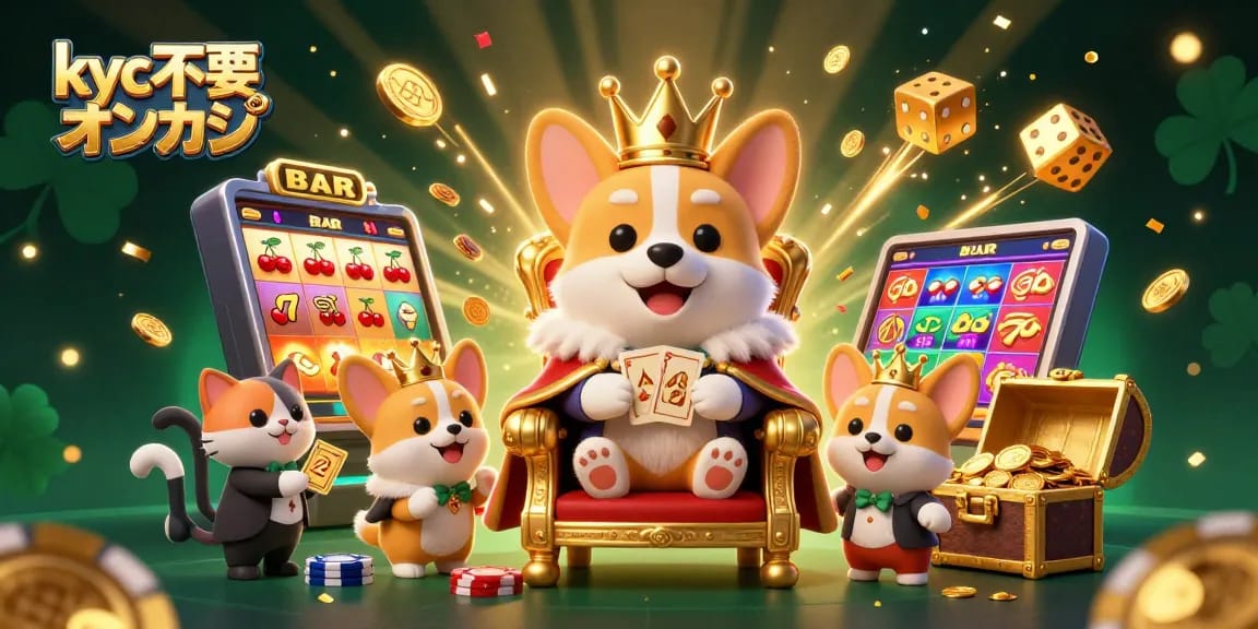 kyc不要 オンカジ にぴったりのカジノゲームで楽しむ様子を描いた魅力的なイラスト。
