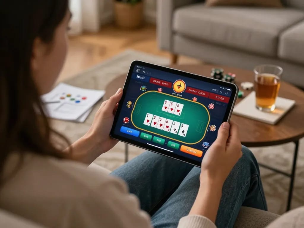 Engage in thrilling online gaming with kkwin's user-friendly casino app on a tablet at home
