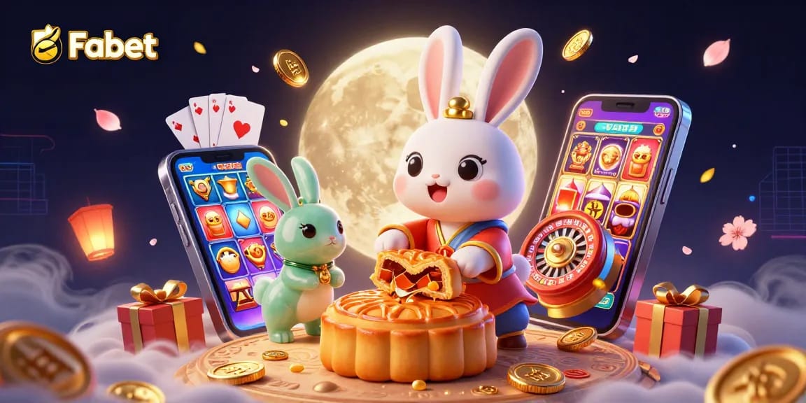 Bet on Fabet's interactive moon rabbit adventure with vibrant casino elements and dynamic visuals.