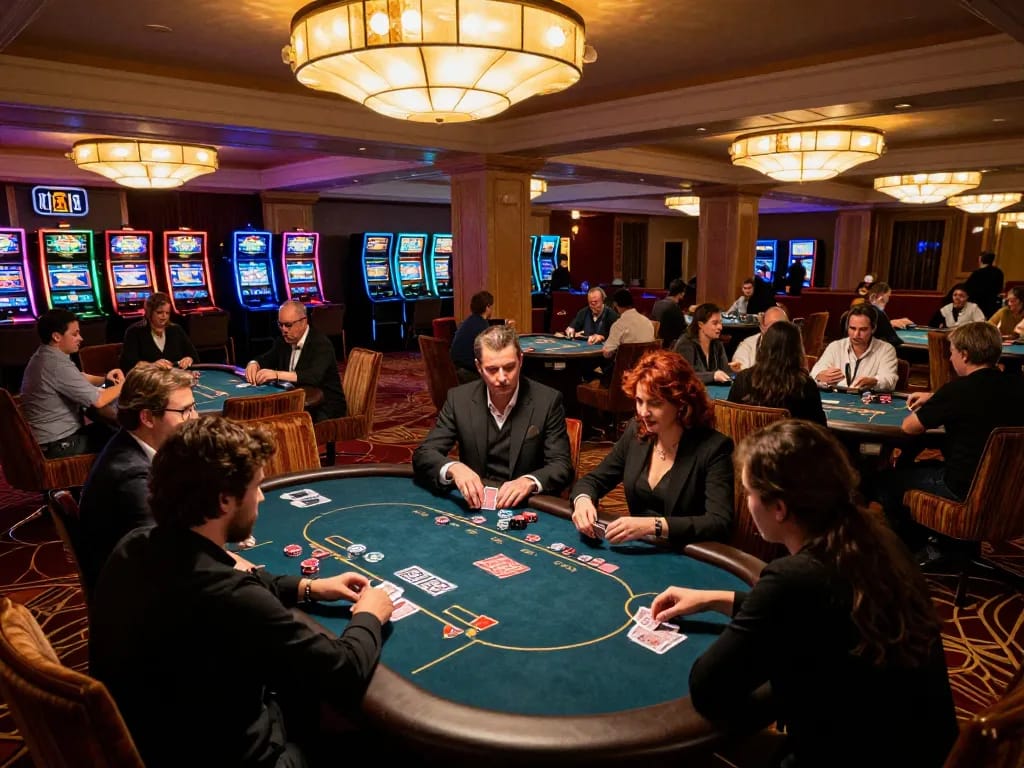 Players enjoying a thrilling poker game at O8 casino venue.