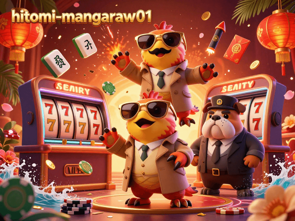 Experience the vibrant casino atmosphere with hitomi-mangaraw01 as raptors in a trench coat approach a bouncer.