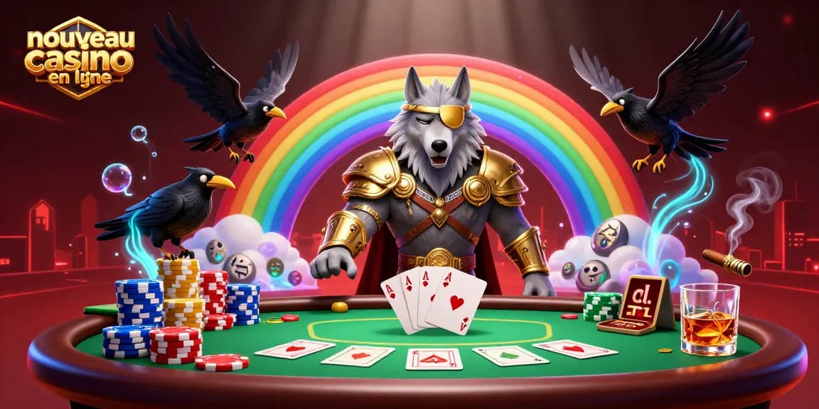 Jouez au nouveau casino en ligne et découvrez des jeux captivants sur une illustration dynamique.
