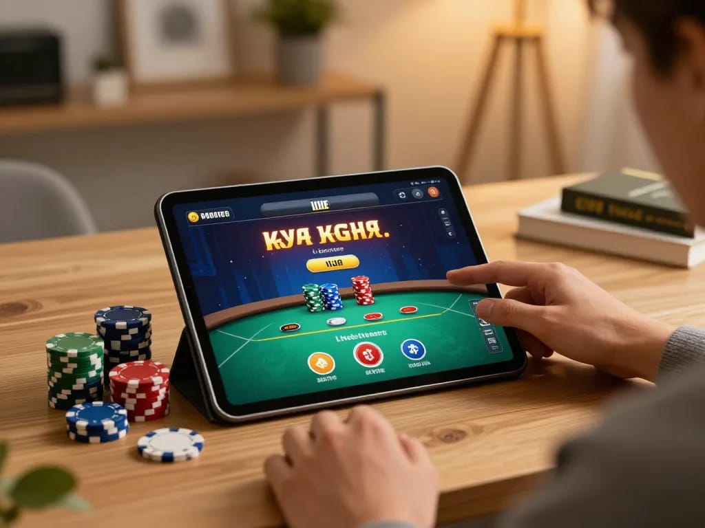 LLwin player engaging in strategic gaming on a tablet with vibrant casino interface