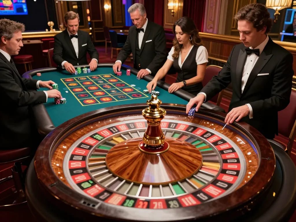 Excited players placing bets at a roulette table reflecting the vibrant atmosphere of https://hd88.london/.