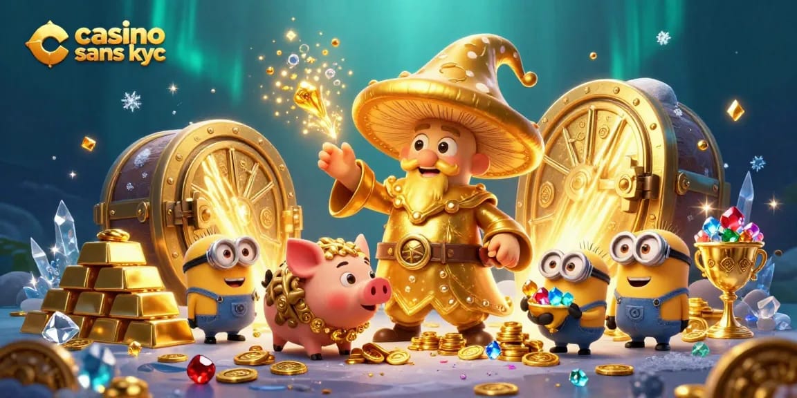 Jouez au casino sans KYC et découvrez un monde d'opportunités avec cette illustration animée.