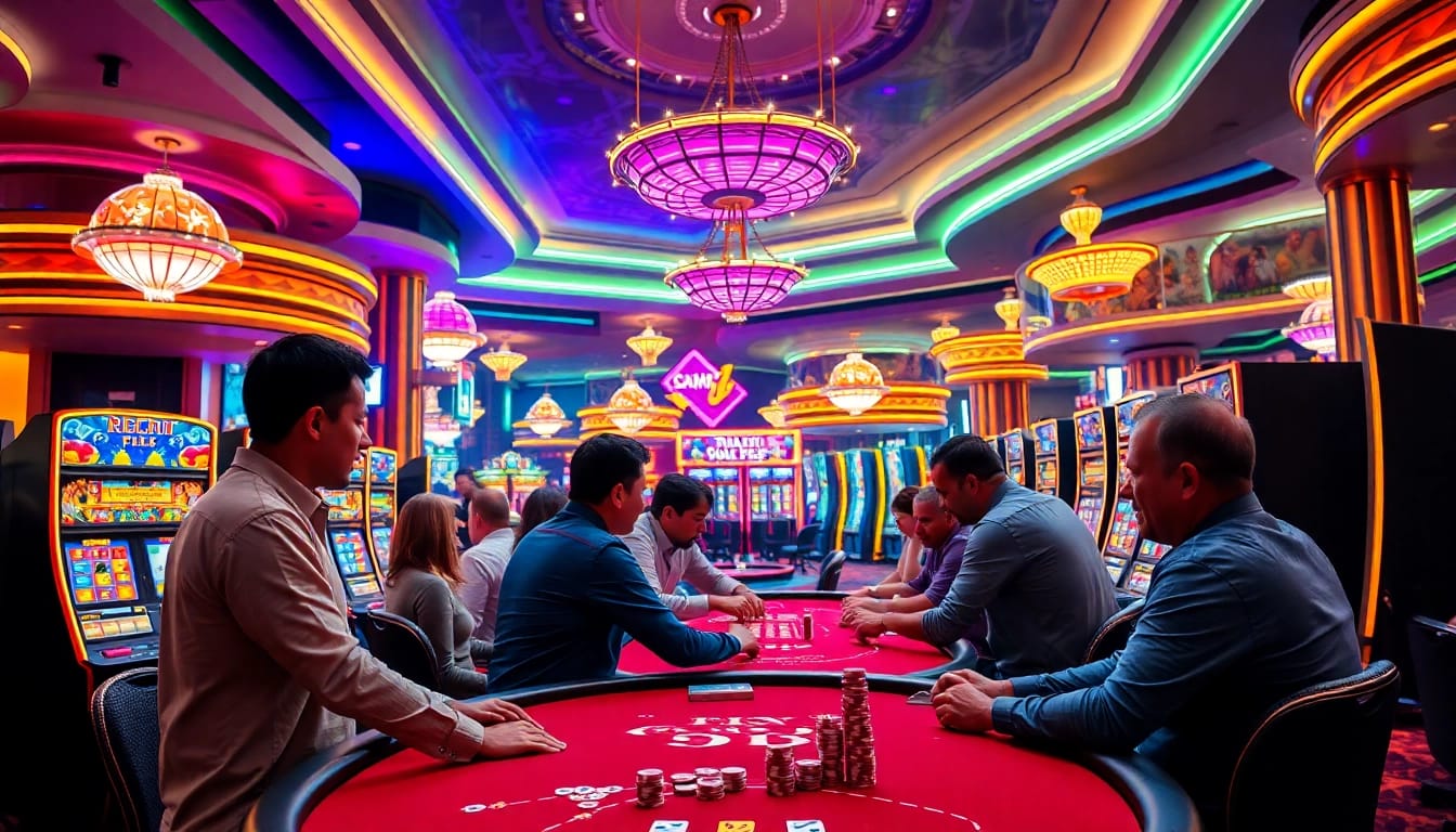 Engaged players enjoying games at a non gamstop casino table amidst vibrant atmosphere.