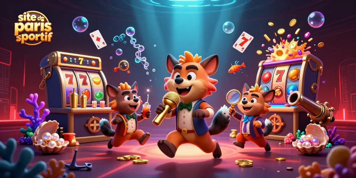 Pariez sur le site de paris sportif avec une illustration d'un casino animé et dynamique.