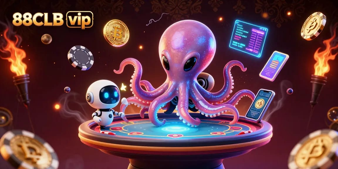 Engage in thrilling games at 88CLB vip with unique alien-themed poker sessions and glowing crypto elements.