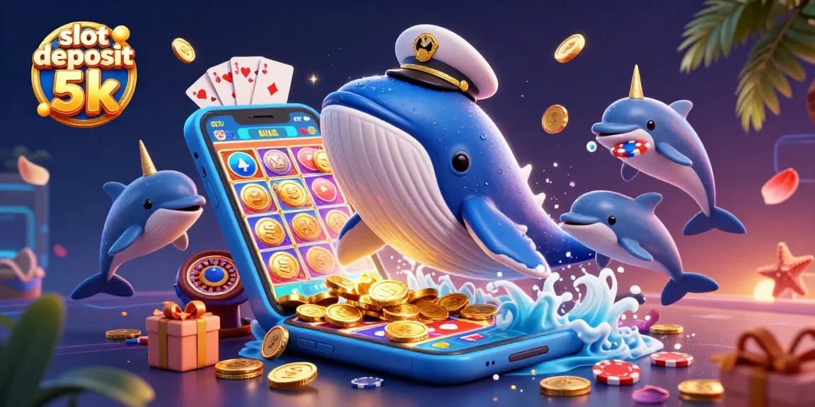 Engage in the excitement of slot deposit 5k with a vibrant 3D scene showcasing playful characters and colorful game elements.