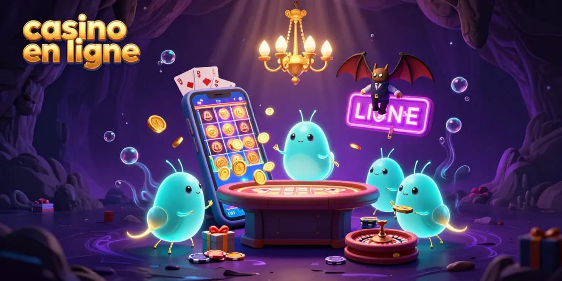 Jouer dans un casino en ligne vibrant avec des lucioles illuminant le décor et des jeux de cartes.