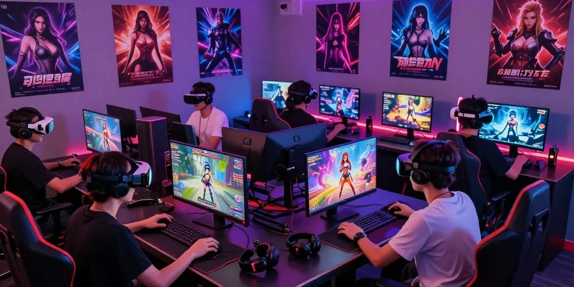 Gamers enjoying porngames in a vibrant online gaming hub featuring immersive environments and diverse gameplay experiences.