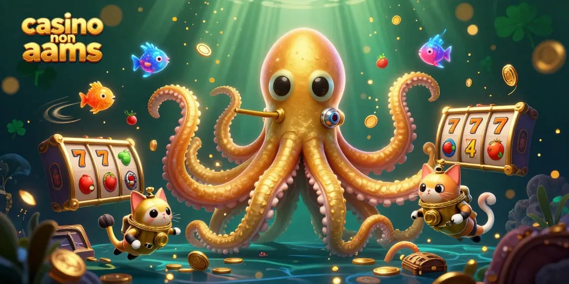 Gioca nei casino non AAMS mentre il kraken emerge da un oceano di tesori e simboli delle slot.