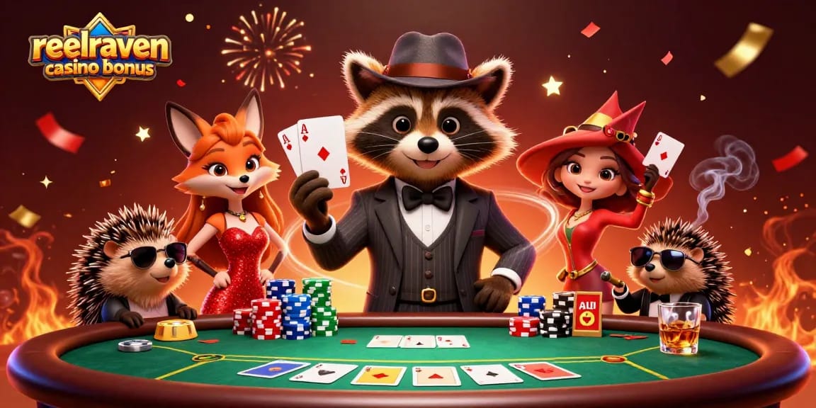 Découvrez le bonus reelraven casino avec une scène de jeu animée remplie d'éléments immersifs.