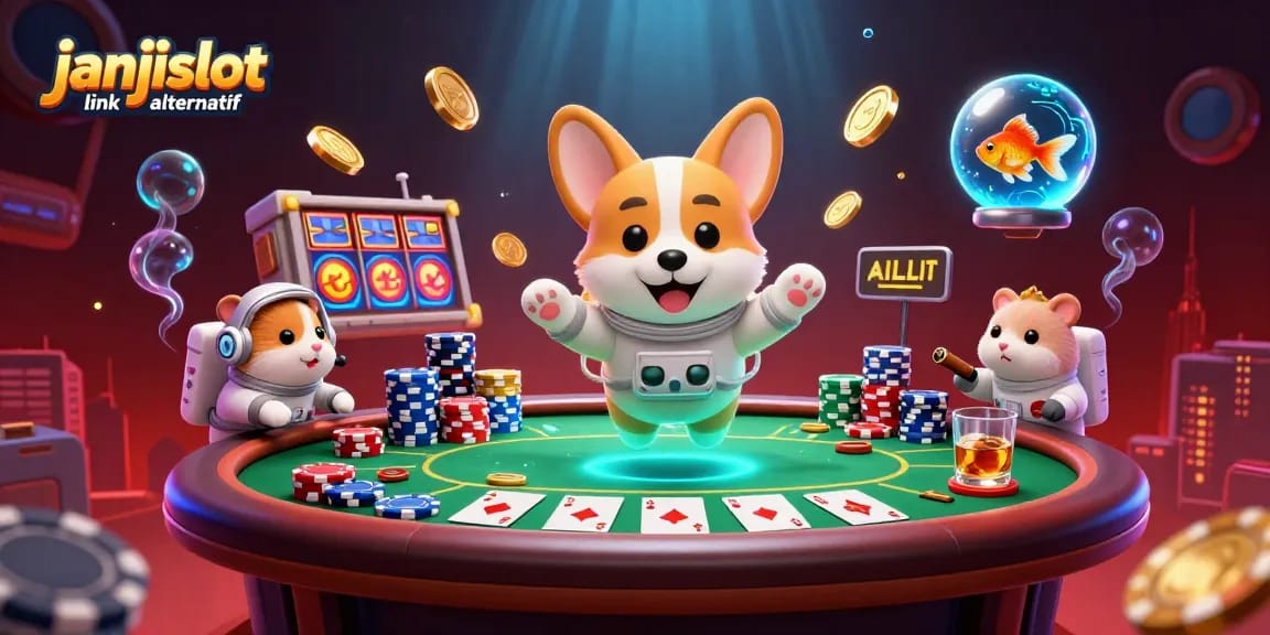 Engage with janjislot link alternatif to win at the casino with a whimsical 3D space scene