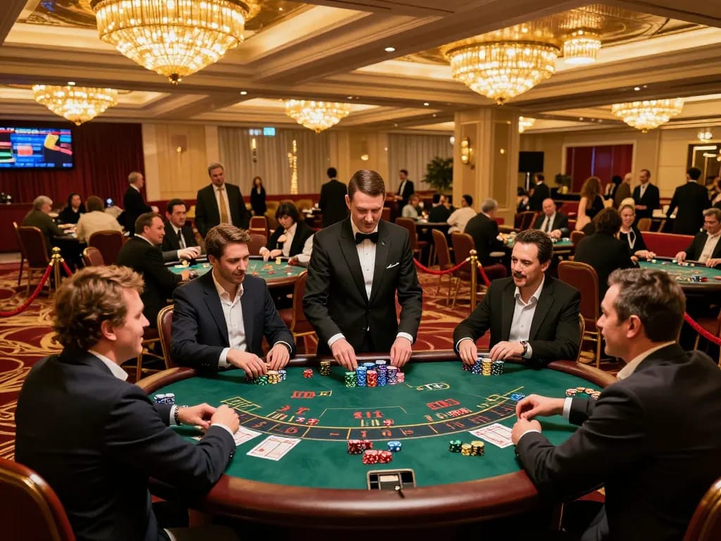 Players engaging in blackjack at a vibrant casino table, highlighting the exciting atmosphere of ilvidx.