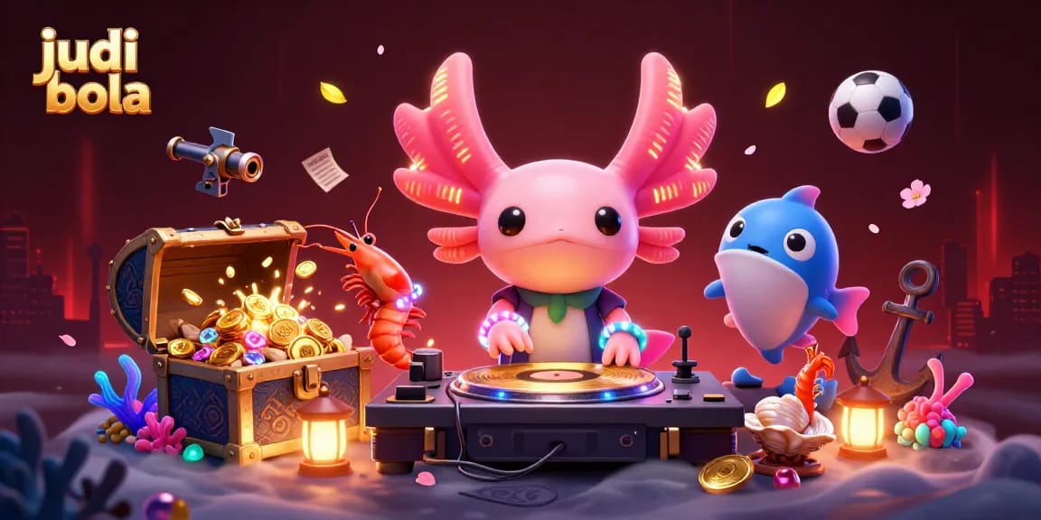 Engage in judi bola action with neon characters and vibrant underwater casino elements.