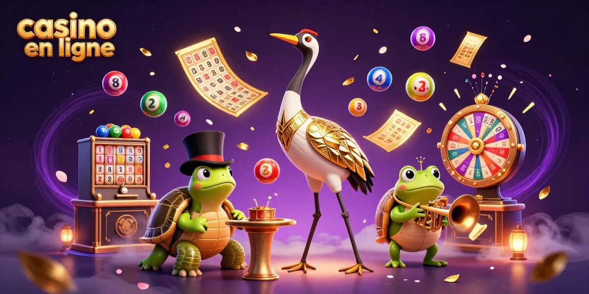 Vivez l'excitation d'un casino en ligne avec des personnages animés dans une scène colorée et dynamique.