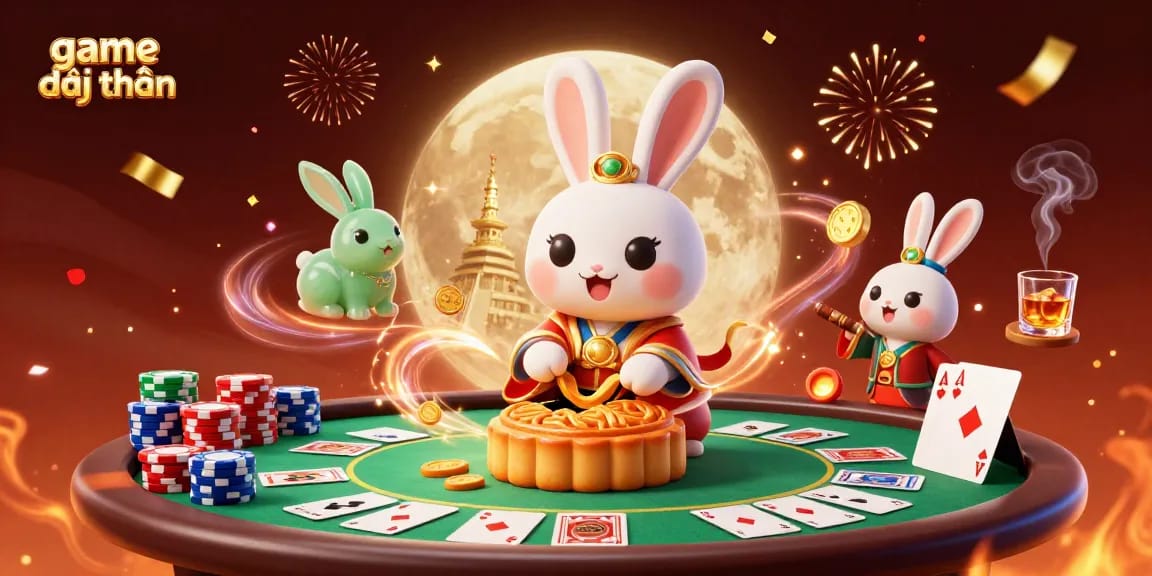 Engage in game đổi thưởng with captivating poker illustrations showcasing iconic characters and festive elements.