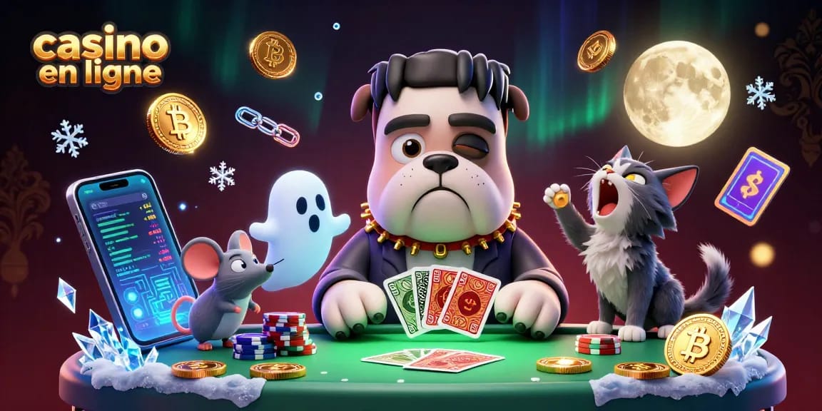 Dévoilez le monde captivant du casino en ligne avec une illustration unique de personnages fantastiques jouant aux cartes.