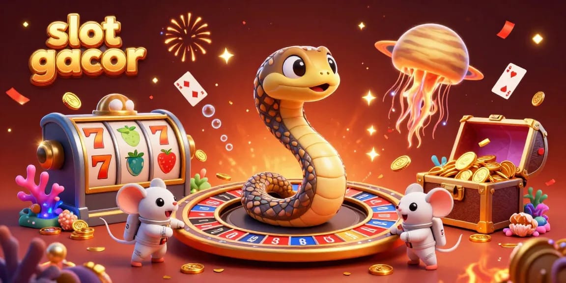 Experience thrilling wins with slot gacor featuring a cosmic casino scene with vibrant characters and energetic elements.