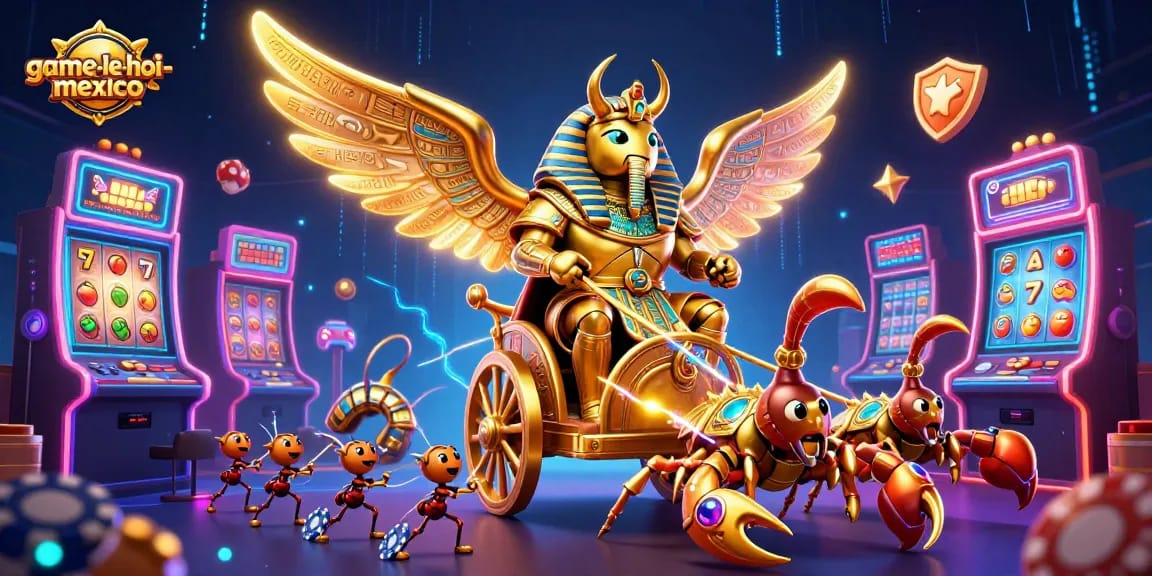 Spin to win with game-le-hoi-mexico in an electrifying casino scene featuring vibrant slot machines.