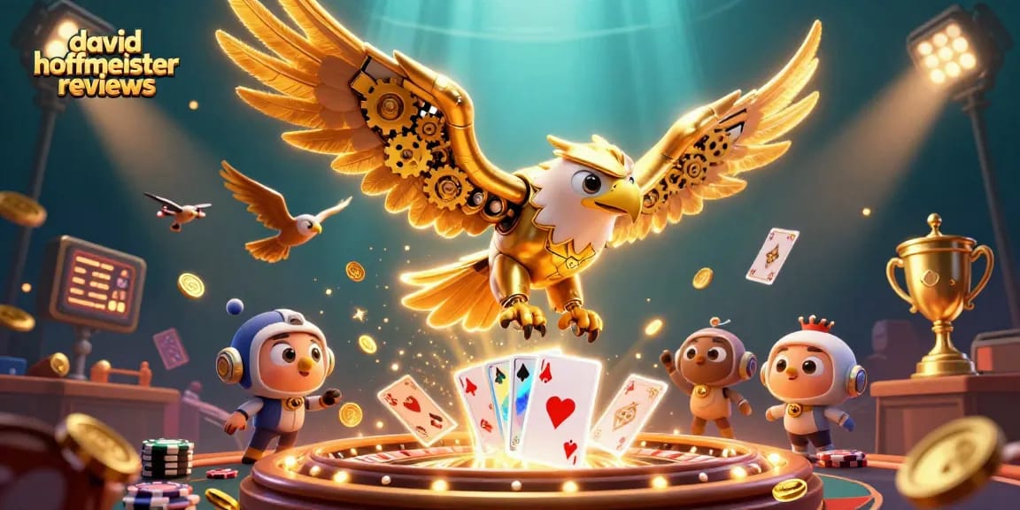 Experience david hoffmeister reviews through dynamic casino elements and a captivating eagle illustration.
