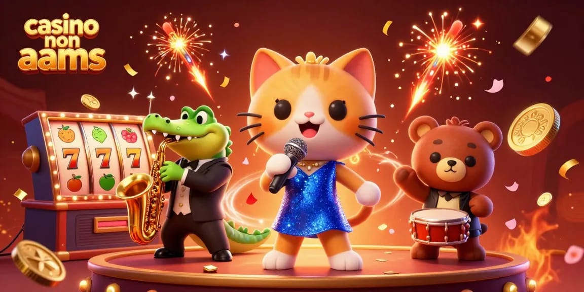 Gioca nei casino non AAMS con questa scena vivace e interattiva di un cane jazz, un coccodrillo e un orsetto.