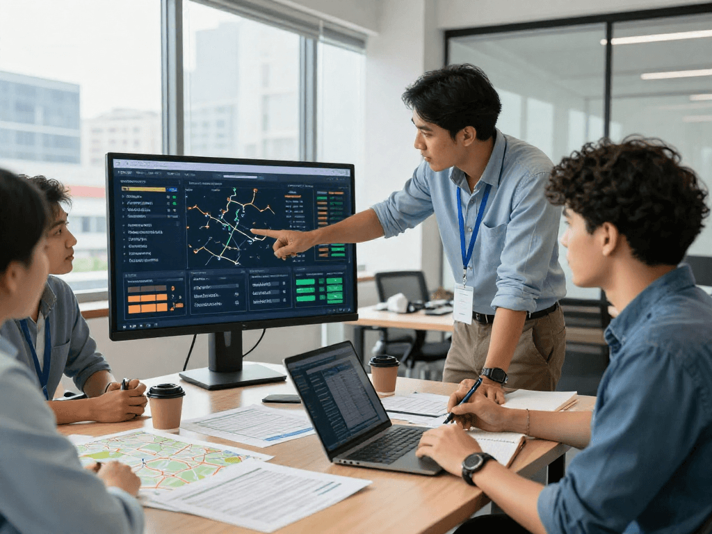 Effiziente Transporte Dortmund durch engagiertes Team in moderner Logistikumgebung.
