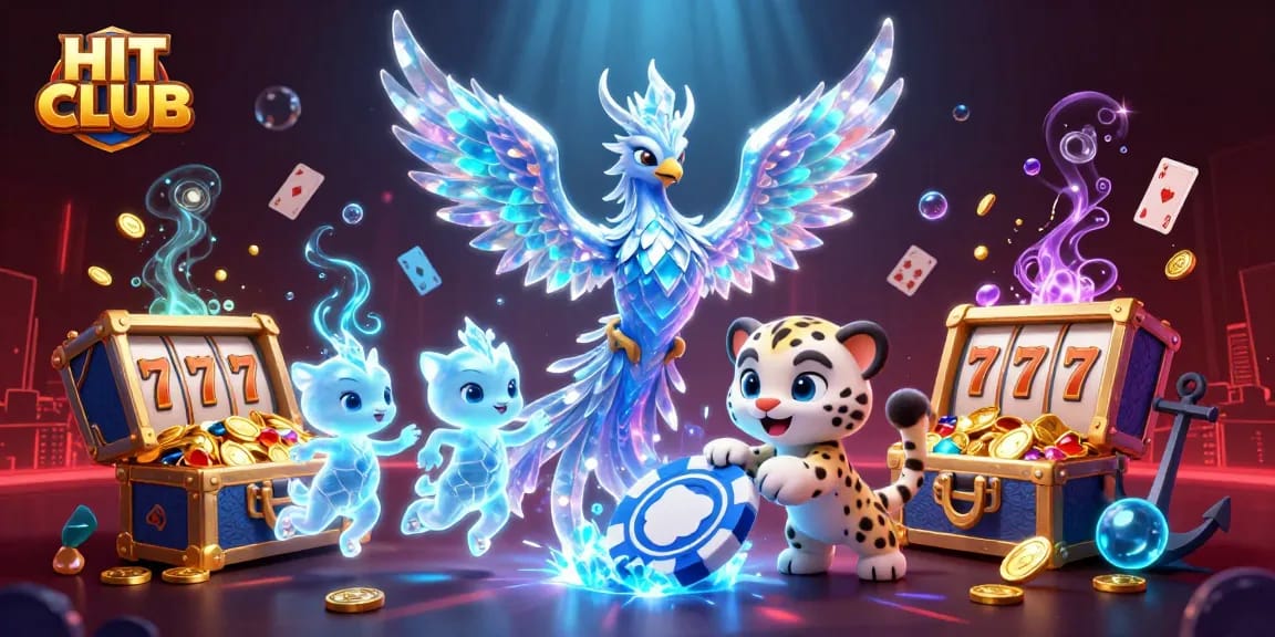 Experience the thrill of HIT CLUB casino with the iconic characters in an immersive gaming scene.