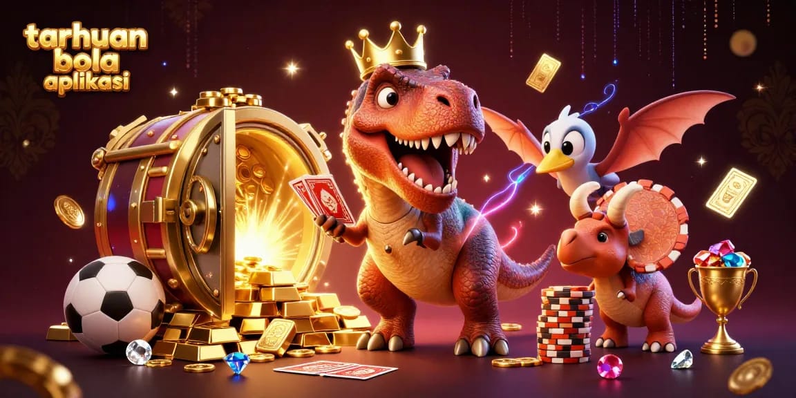 Experience thrilling taruhan bola aplikasi adventures with sports betting excitement in a vibrant 3D illustration.