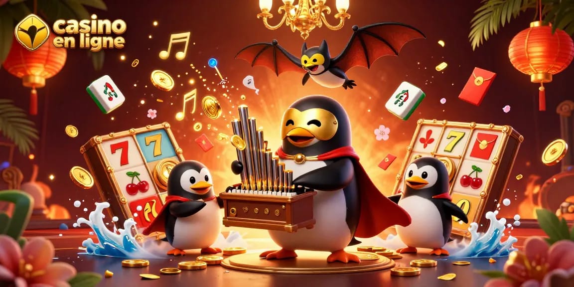 Jouer à des jeux de casino en ligne avec un pingouin fantôme aux commandes, entouré de symboles emballants et dynamiques.