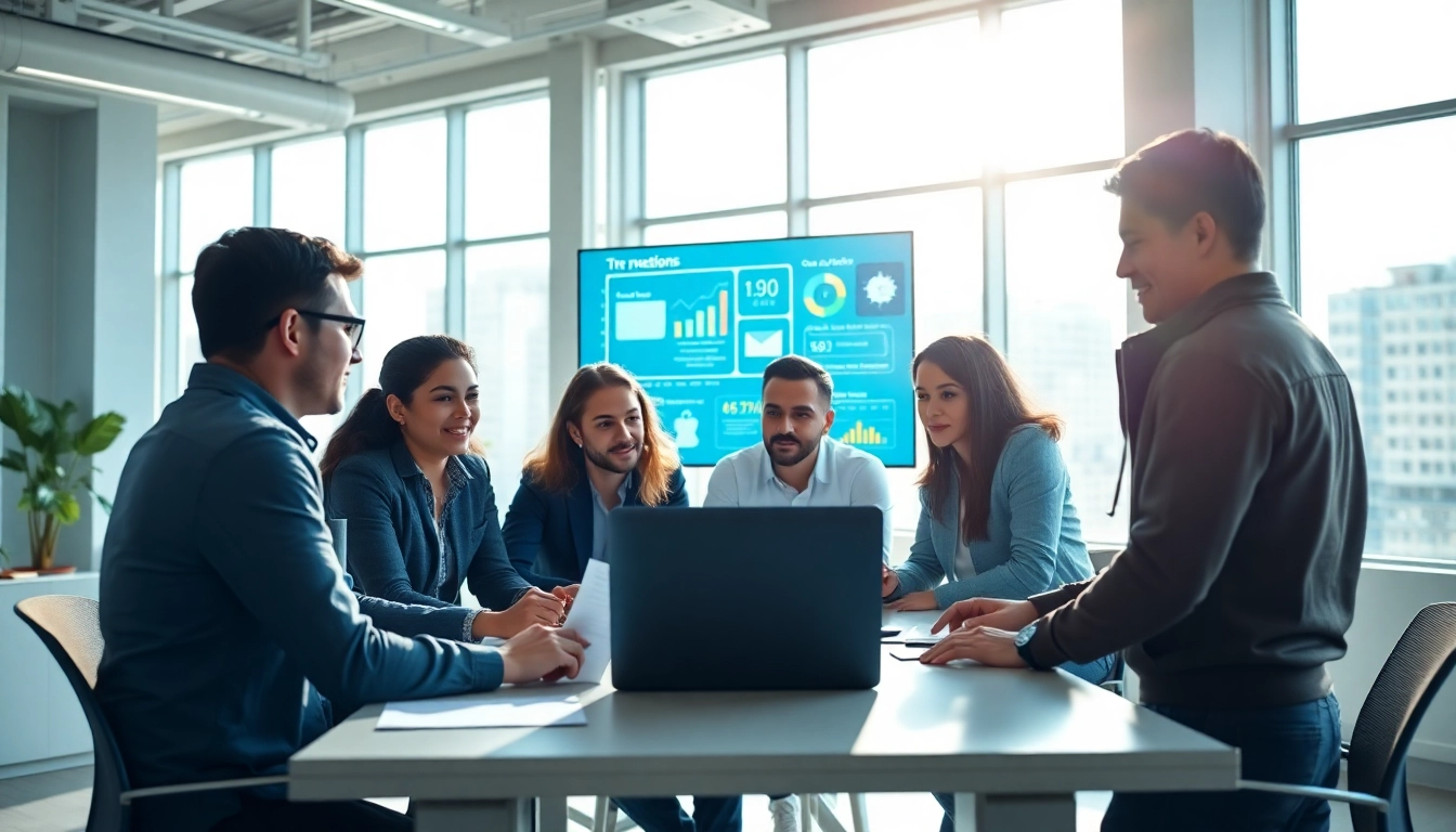 Find MSP companies near me through a diverse IT managed services team collaborating in a modern office.