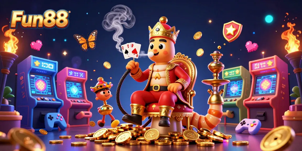 Experience Fun88 with a vibrant 3D illustration featuring gaming elements and rich casino visuals.